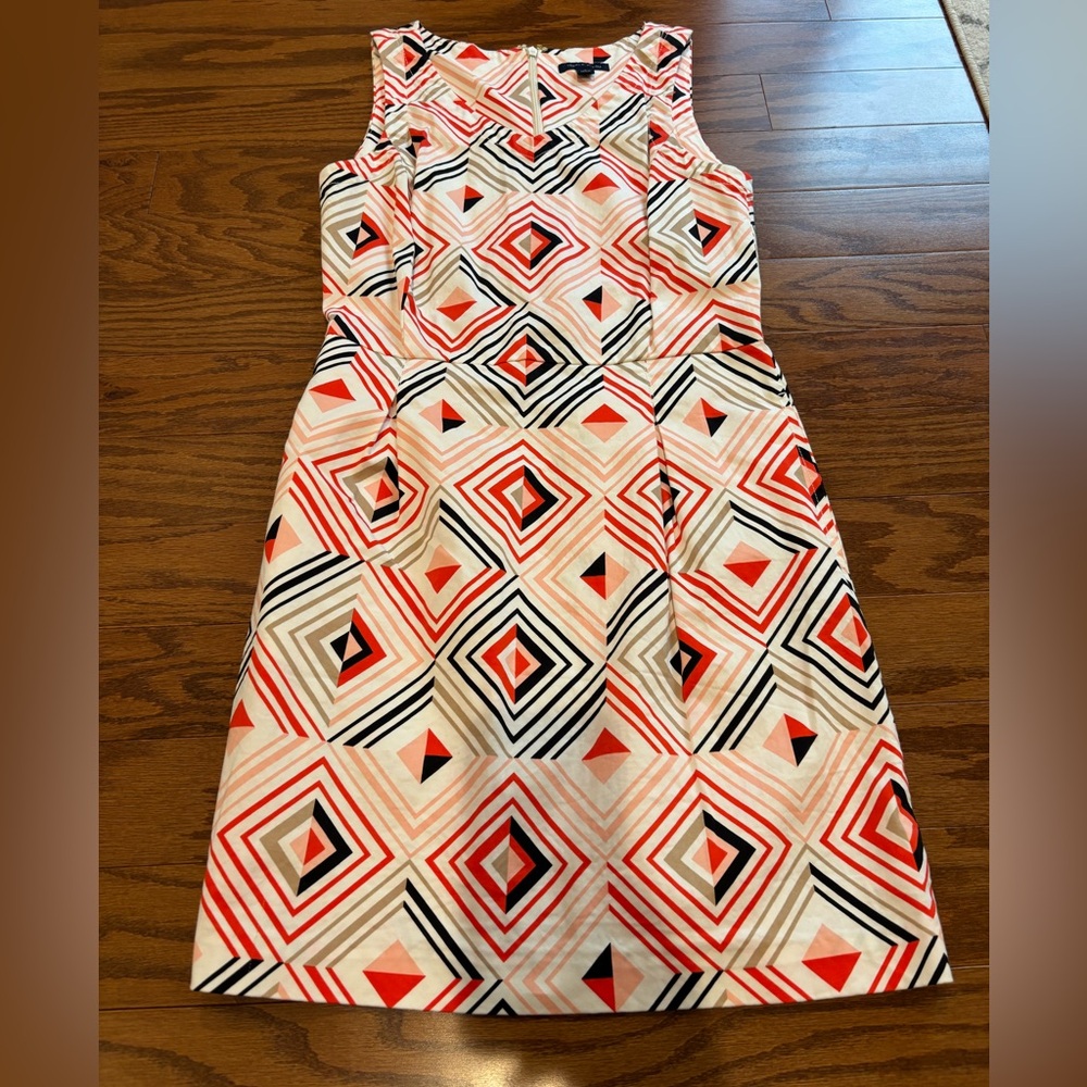 Tommy Hilfiger Red and Black Geometric Midi Dress